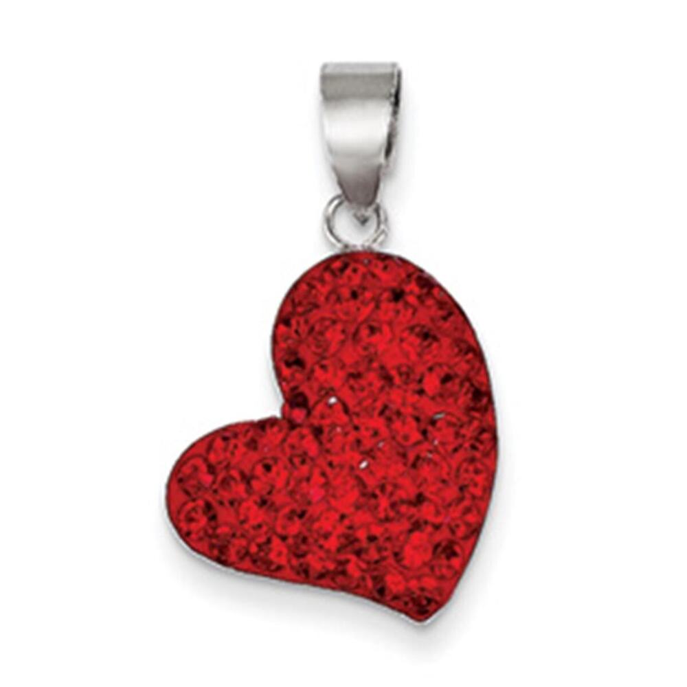 Sterling Silver Red Preciosa Crystal Heart Pendant